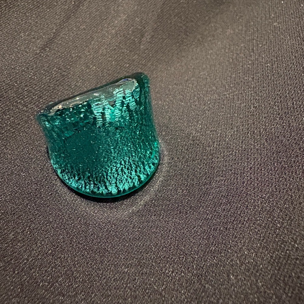 Aqua Teal Green Venetian Murano  Glass Ring